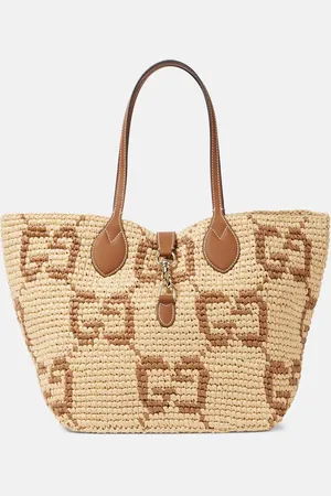 Gucci Summer Large leather-trimmed basket bag
