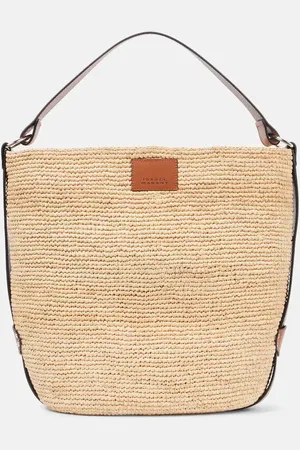 Isabel Marant Bayia leather-trimmed raffia tote bag