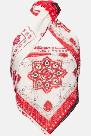Marant Etoile Feyza halterneck printed cotton top