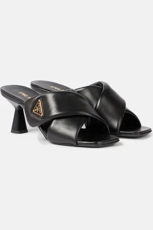 Prada Criss Cross 65 leather mules