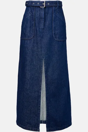 DRIES VAN NOTEN Belted denim maxi skirt