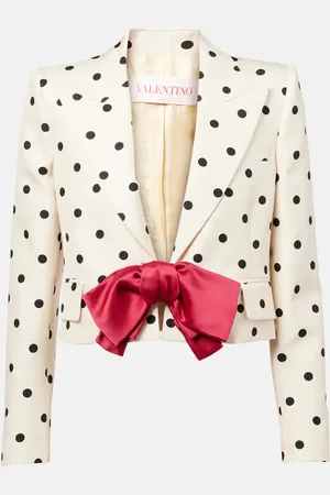 VALENTINO Polka-dot cropped silk shantung jacket