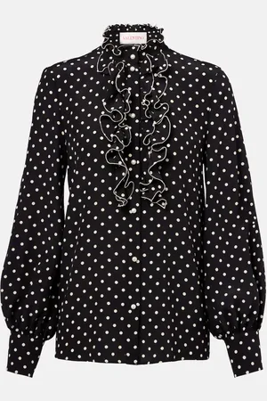 VALENTINO Polka-dot silk crÃªpe de chine blouse