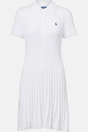 Ralph Lauren Cable-knit cotton-blend polo dress