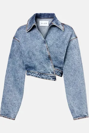 Alaïa Asymmetric cropped denim jacket