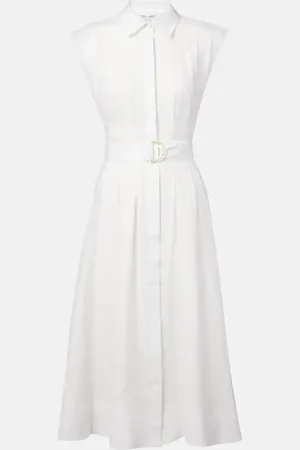 VERONICA BEARD Loreta belted linen midi dress