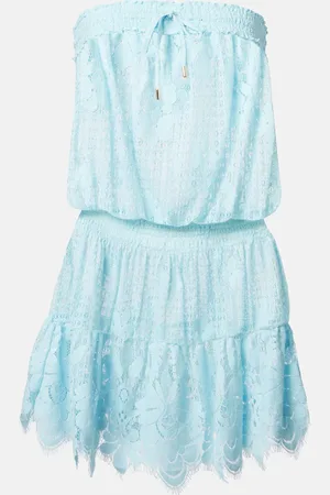 Melissa Odabash Isla cotton-blend lace bandeau minidress