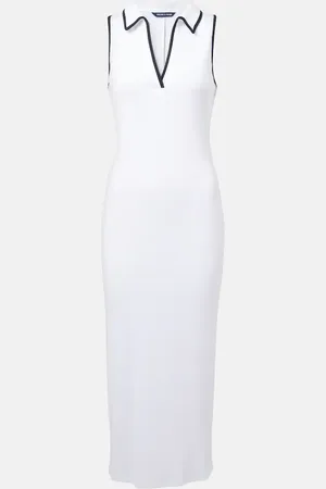 VERONICA BEARD Darien ribbed-knit cotton-blend polo dress