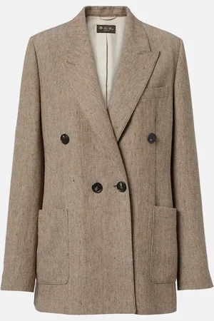 Loro Piana Genny herringbone linen crÃªpe blazer