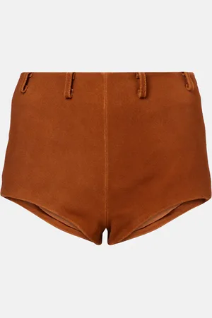 Self-Portrait High-rise suede shorts