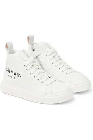 Balmain Logo leather high-top sneakers