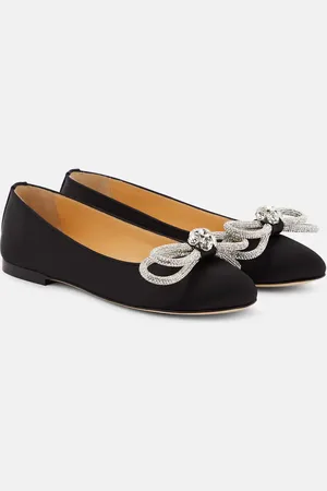 Mach & Mach Double Bow satin ballet flats