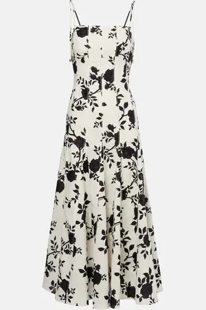 Self-Portrait Floral linen and cotton midi dress