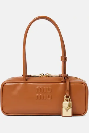 Miu Miu Beau logo embossed leather tote bag