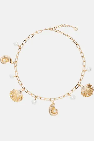 Self-Portrait Embellished 18kt -plated necklace