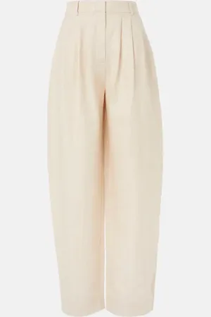 POSSE Lucille pinstripe linen barrel-leg pants