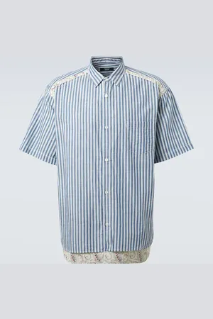 Comme des Garçons Layered striped cotton twill shirt
