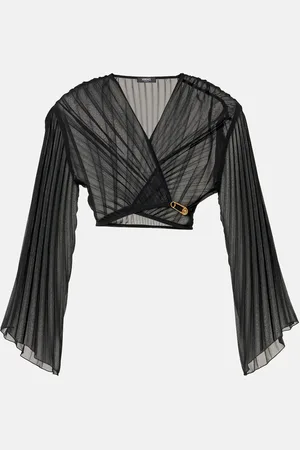 VERSACE Safety Pin pleated crop top