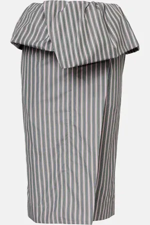 DRIES VAN NOTEN Striped cotton poplin midi skirt