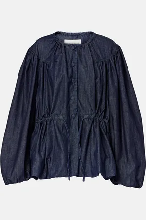 DRIES VAN NOTEN Gathered denim blouse
