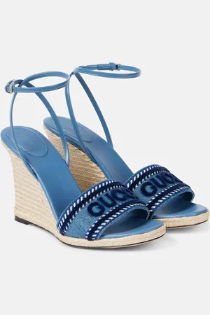 Gucci Logo denim espadrille wedges