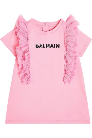 Balmain Baby logo embroidered cotton jersey dress