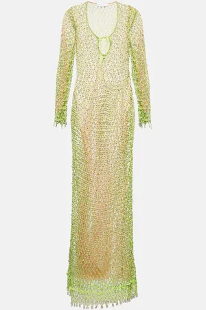 Self-Portrait Beaded fishnet maxi dress