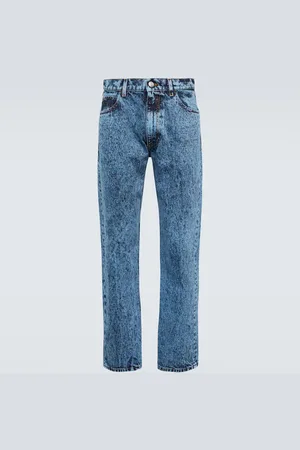 Marni Leather-trimmed straight jeans