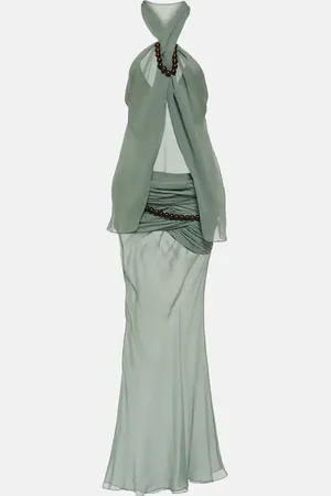 CHRISTOPHER ESBER Beaded draped silk maxi dress