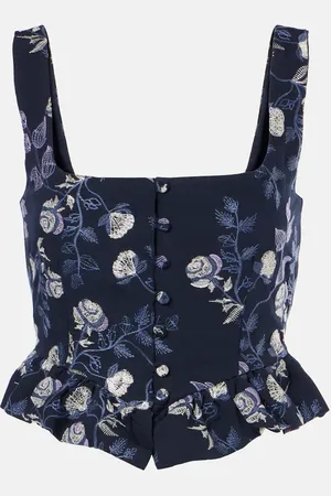 Agua by Agua Bendita EslabÃ³n SueÃ±o embroidered crop top