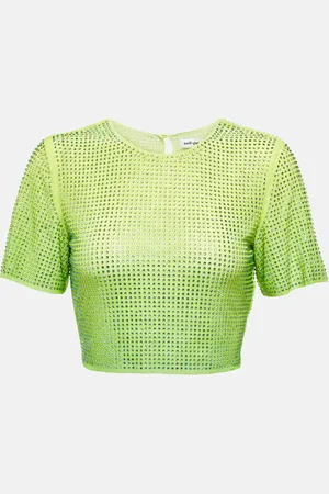 Self-Portrait Crystal-embellished crop top