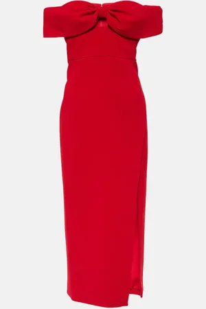 Self-Portrait Bow-detail crÃªpe midi dress
