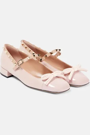 VALENTINO GARAVANI Rockstud Bow leather ballet flats