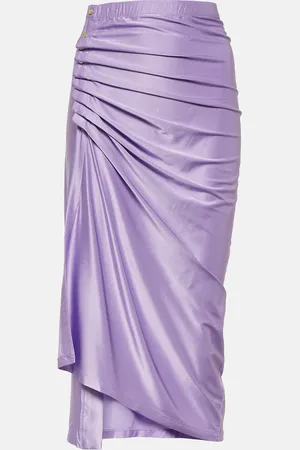 Paco rabanne Gathered satin midi skirt