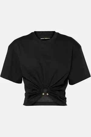 Paco rabanne Gathered cotton jersey crop top