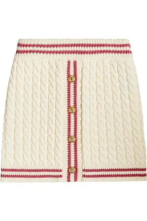 Balmain Cable-knit virgin wool skirt
