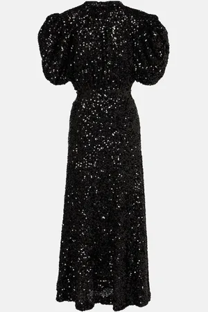 ROTATE Sequined puff-sleeve midi dress