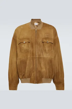Miu Miu Logo suede bomber jacket