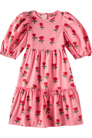 Mini Rodini Roses puff-sleeve cotton dress