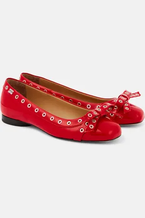Ganni Bow-detail faux leather ballet flats
