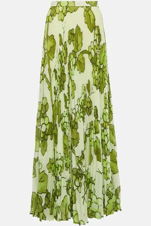 Etro Printed pleated high-rise maxi skirt