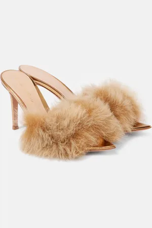 Gianvito Rossi Pointy shearling-trimmed leather mules