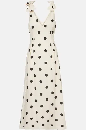 ZIMMERMANN Polka-dot bow-detail linen midi dress
