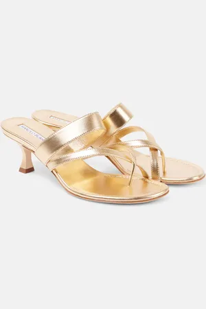 Manolo Blahnik Susa 50 metallic leather mules
