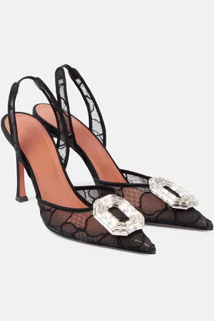 Amina Muaddi Camelia 90 lace slingback pumps