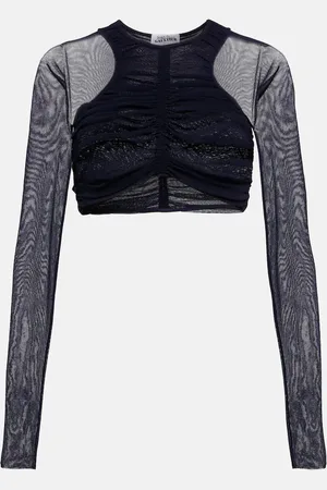 Jean Paul Gaultier Ruched mesh crop top