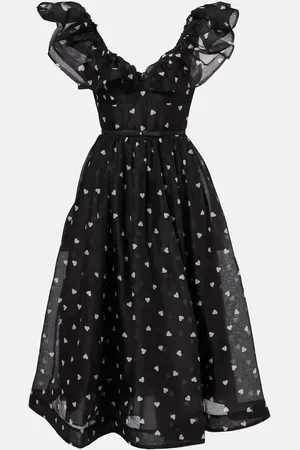 ZIMMERMANN Crush polka-dot ruffled linen and silk midi dress