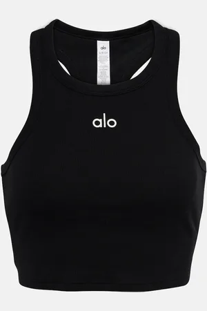 alo Aspire cropped cotton-blend tank top