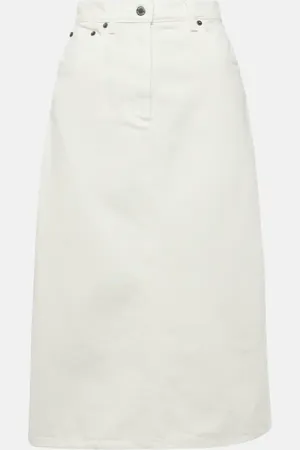 Prada High-rise denim midi skirt