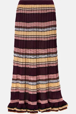 ULLA JOHNSON Seraphine striped pleated midi skirt